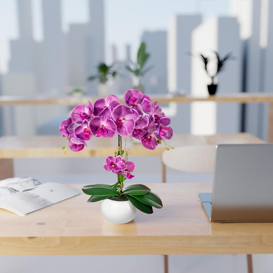 Künstliche Orchidee in Keramiktopf (40cm) - Lila