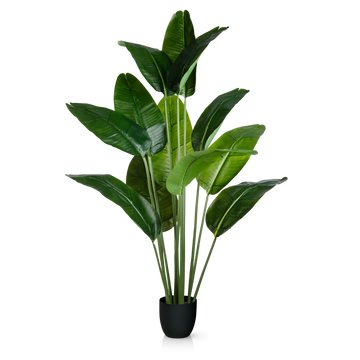 Künstliche Bananenpalme in voller Größe mit realistischen grünen Blättern im Wohnzimmer