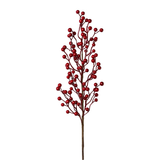 Künstlicher roter Ilex-Zweig mit Beeren – dekorativer Beerenzweig für weihnachtliche Arrangements und Gestecke.