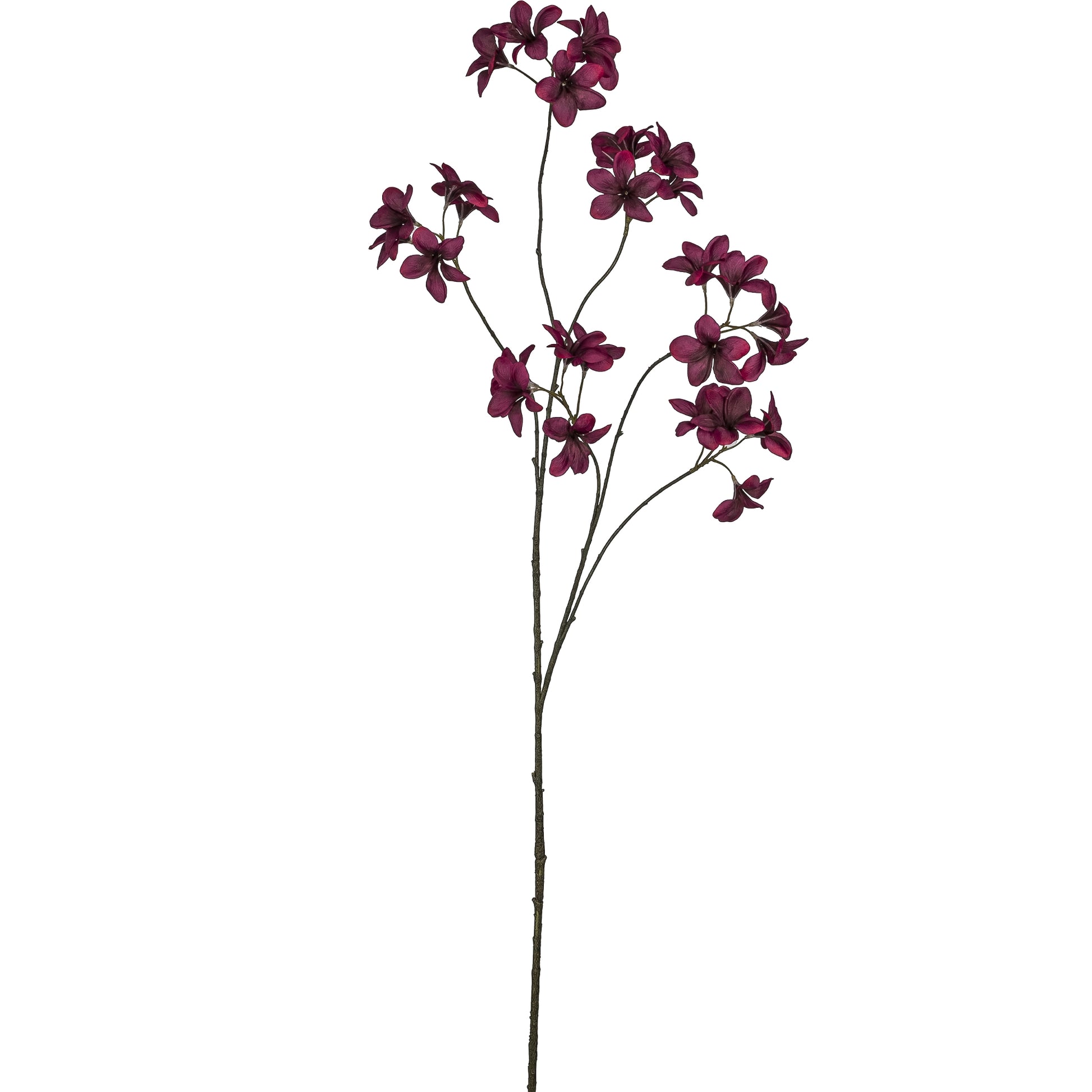 Künstlicher Zweig mit zahlreichen dunkelvioletten Blüten – dekorative Kunstpflanze für moderne Arrangements