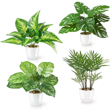 Tropische künstliche Areca-Palme in weißem Keramiktopf, 25 cm