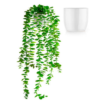 Hängende künstliche Eukalyptuspflanze in weißem Keramiktopf, 60 cm
