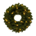 Beleuchteter künstlicher Tannenkranz mit warmweißen LEDs – eleganter Tür- und Wandkranz für Weihnachten