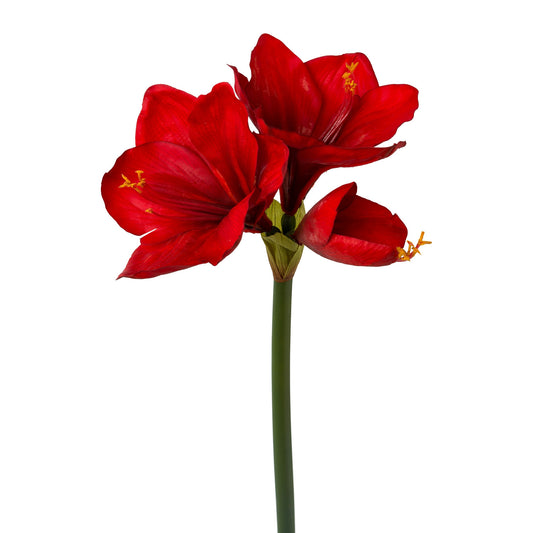 Künstliche rote Amaryllis auf Stiel – detailreiche Kunstblume mit kräftigen Blüten für festliche Dekorationen.