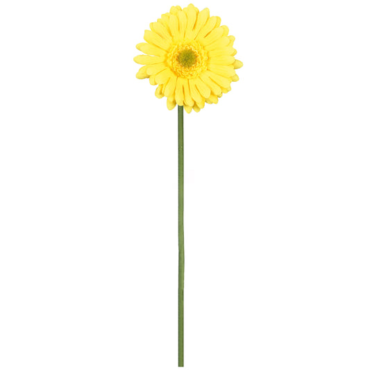 Künstliche gelbe Gerbera auf Stiel – naturgetreue Kunstblume mit leuchtender Farbe für frühlingshafte Dekorationen.