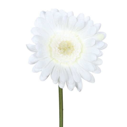 Künstliche weiße Gerbera auf Stiel – naturgetreue Kunstblume für elegante Dekorationen.