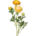 Künstliche gelbe Ranunkel auf Stiel mit detailreichen Blüten und Knospen – realistische Kunstblume für Frühlingsarrangements.