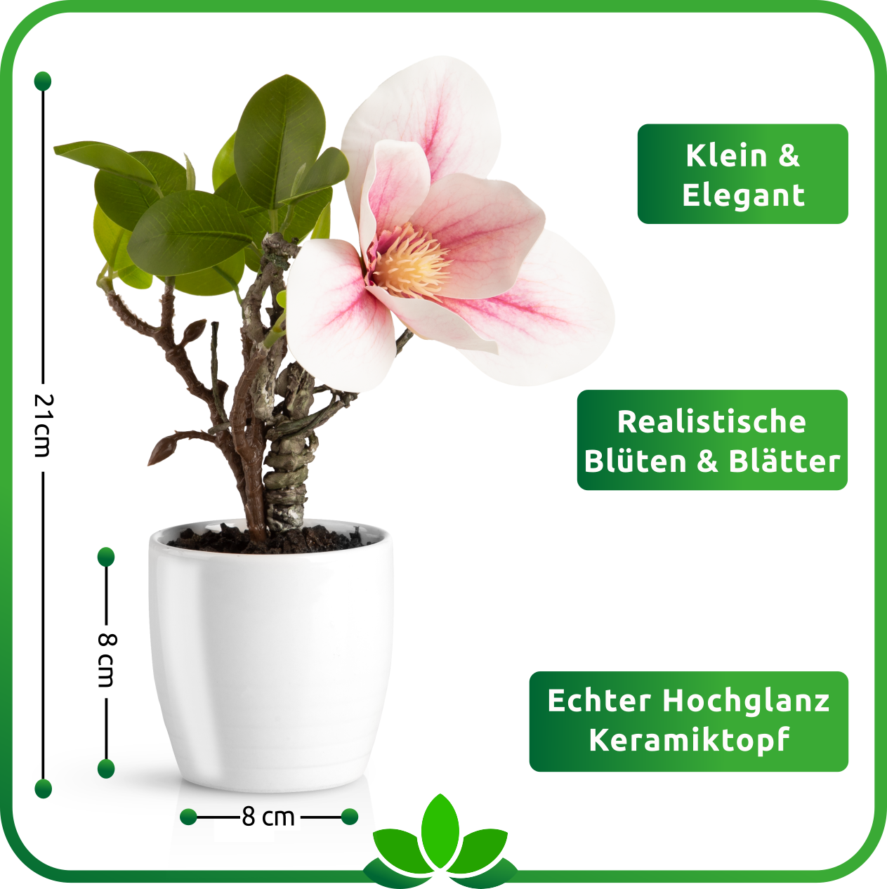 Kunstblumen Magnolie in Keramiktopf – pflegeleichte Frühlingsdeko für jedes Zuhause