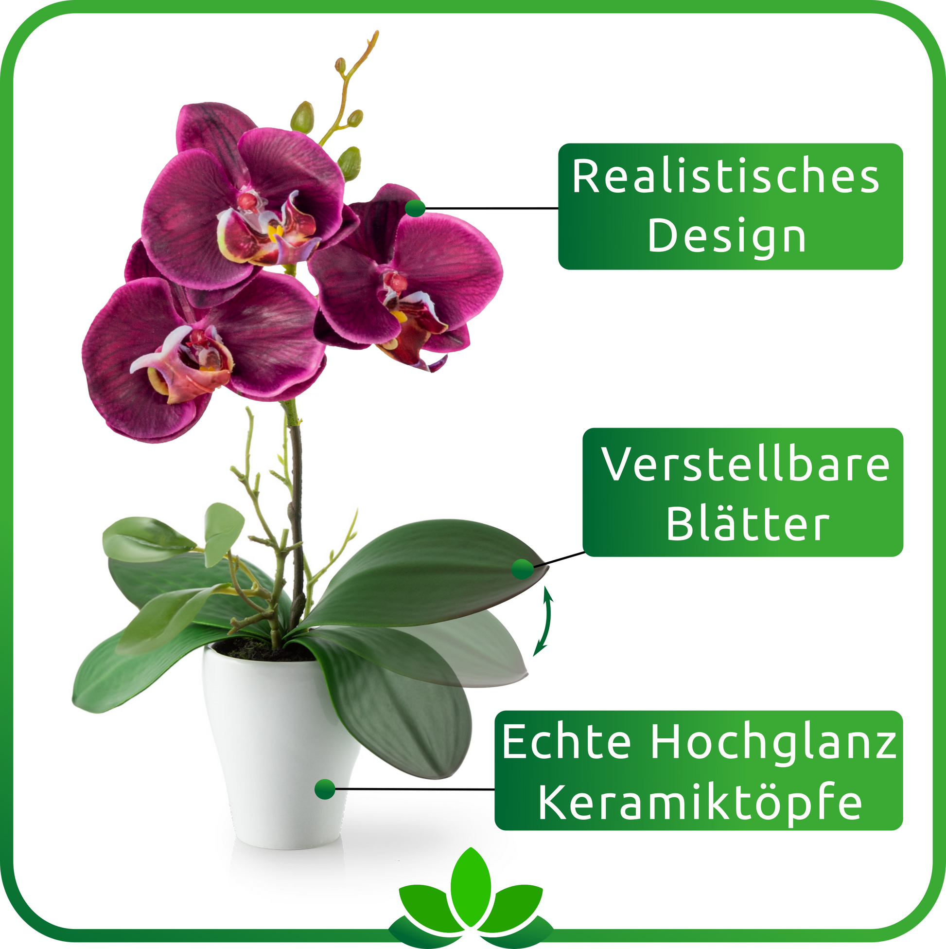 Pflegeleichte Orchideen in Keramiktöpfen als Badezimmerdekoration