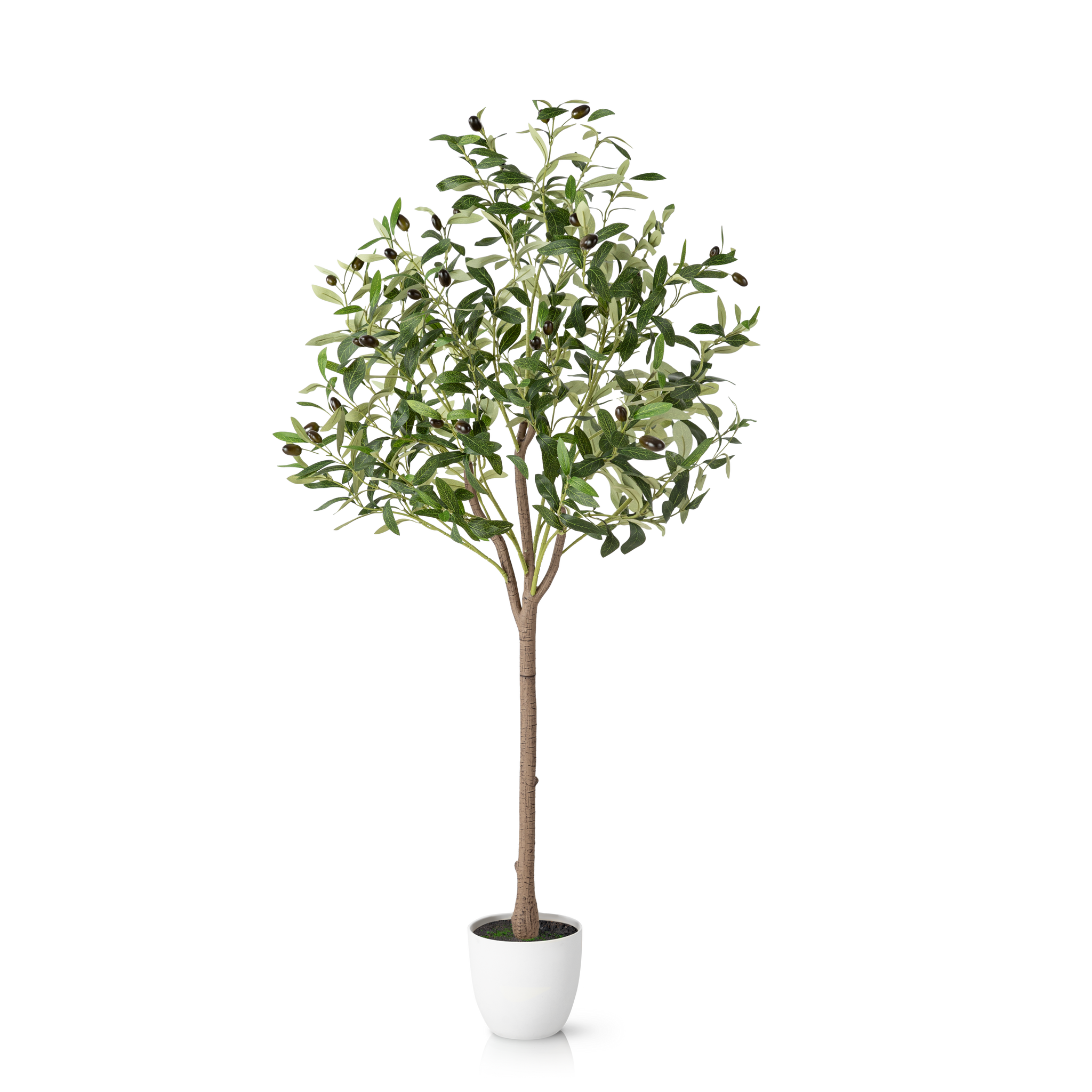 Detailansicht der naturgetreuen Olivenblätter und Früchte