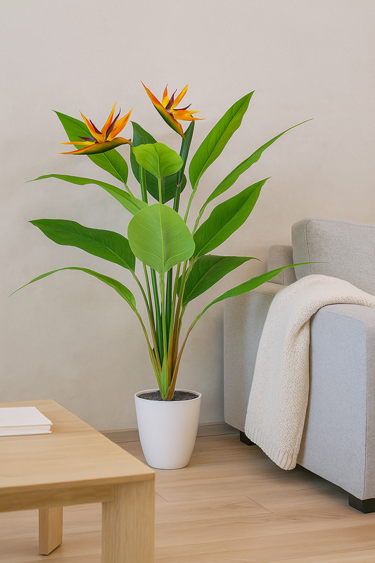 Strelitzia ca. 80cm, im Kunststofftopf 12x11,5cm weiß