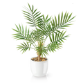 Areca Kunstpflanze mit schlanken grünen Blättern im weißen Keramiktopf