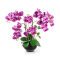 XXL künstliche lila Orchidee in schwarzem Hochglanz-Keramiktopf