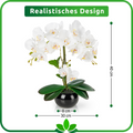 Künstliche Orchideen in Keramiktöpfen (2 Stück, 40cm) - Weiß-Rosé (schwarze Töpfe)