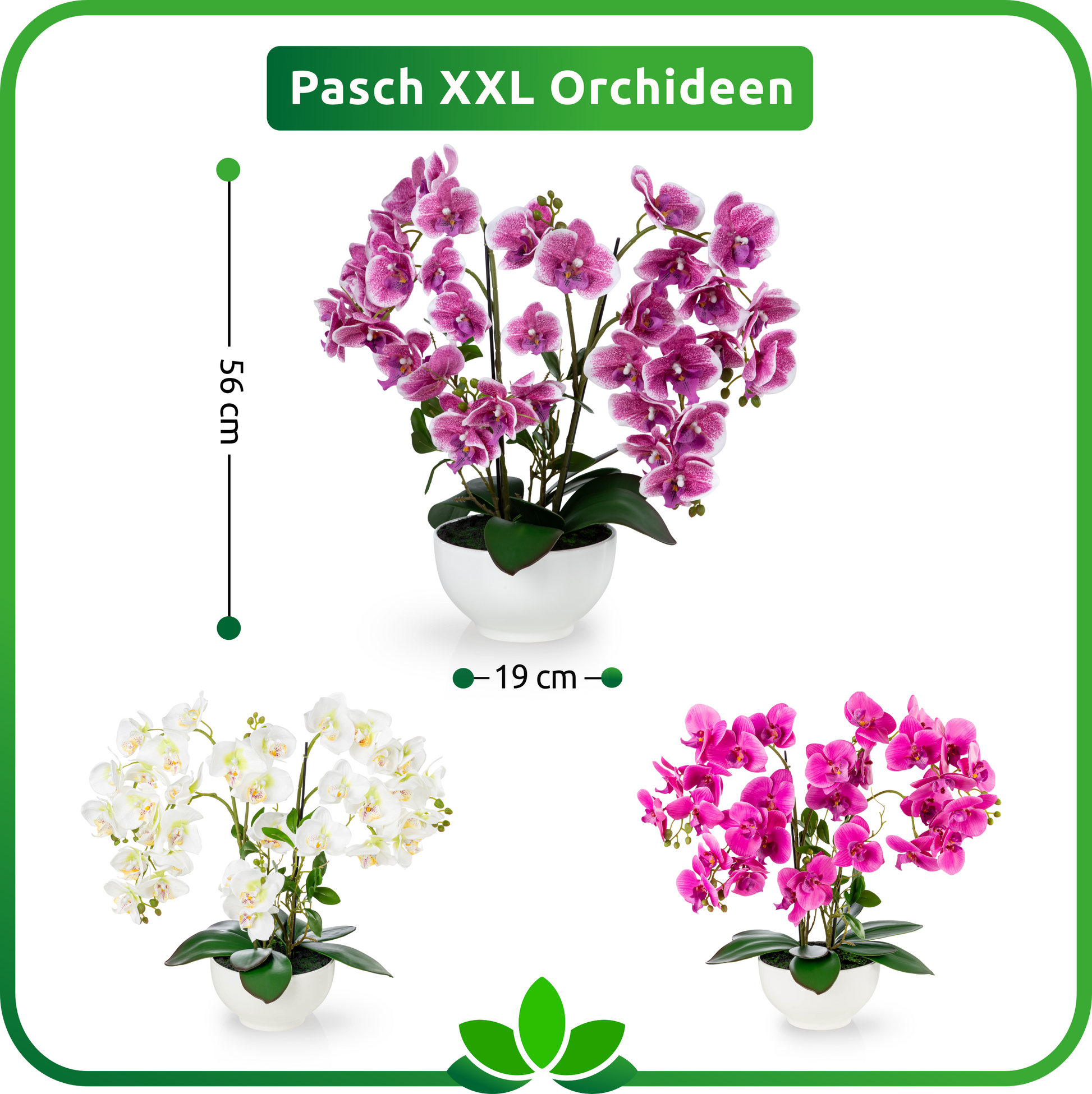 Kunstpflanze Orchidee 56 cm hoch, perfekt für Bad, Büro oder Wohnzimmer