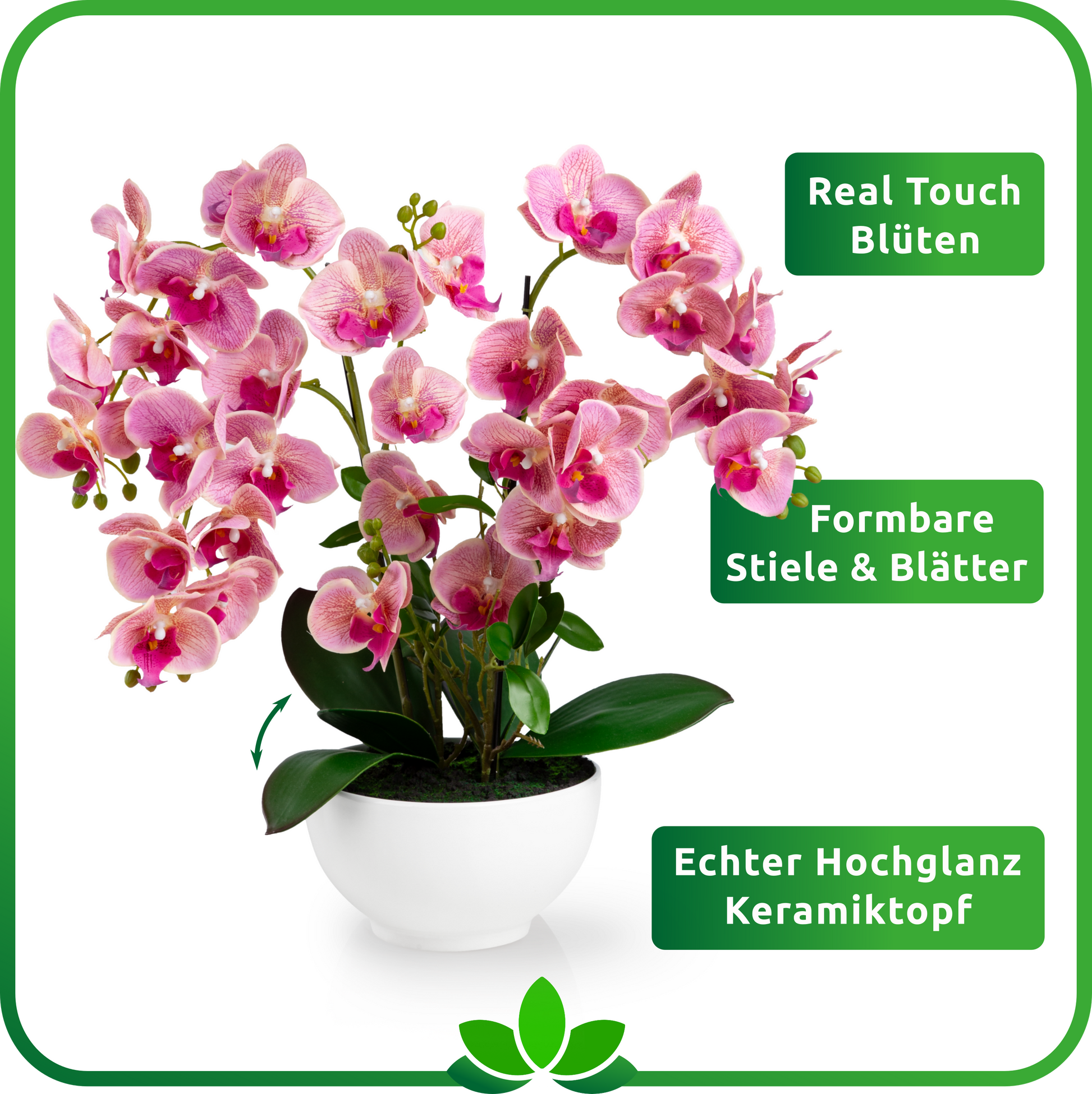 Künstliche Orchidee dekorativ auf Fensterbank im Tageslicht