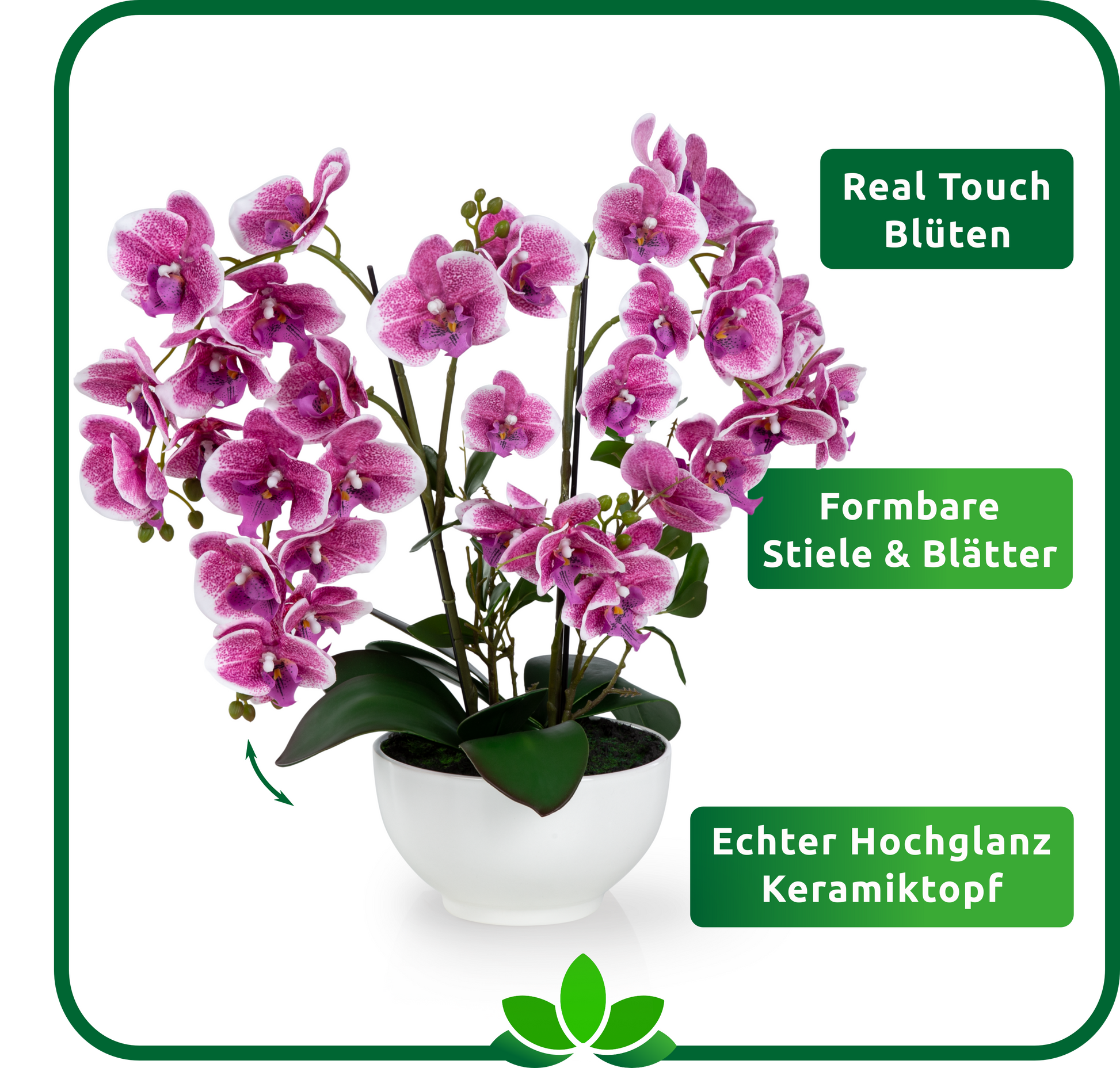 Pflegeleichte XXL Orchidee künstlich mit realistischem Blütendesign
