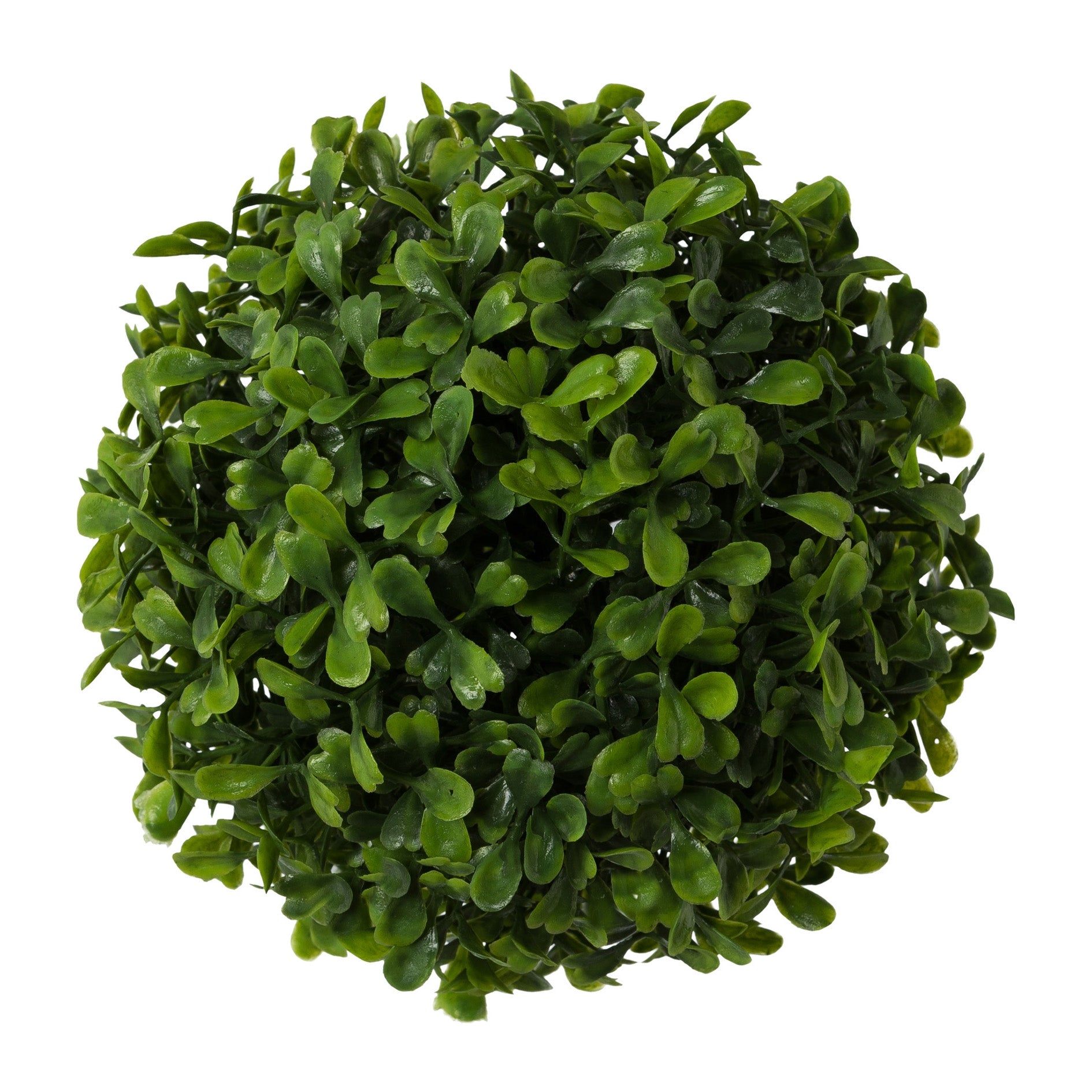 Detailansicht einer künstlichen Buchsbaumkugel mit naturgetreuem, sattgrünem Laub – dekorative, pflegeleichte Pflanzenkugel für vielseitige Einsatzmöglichkeiten.