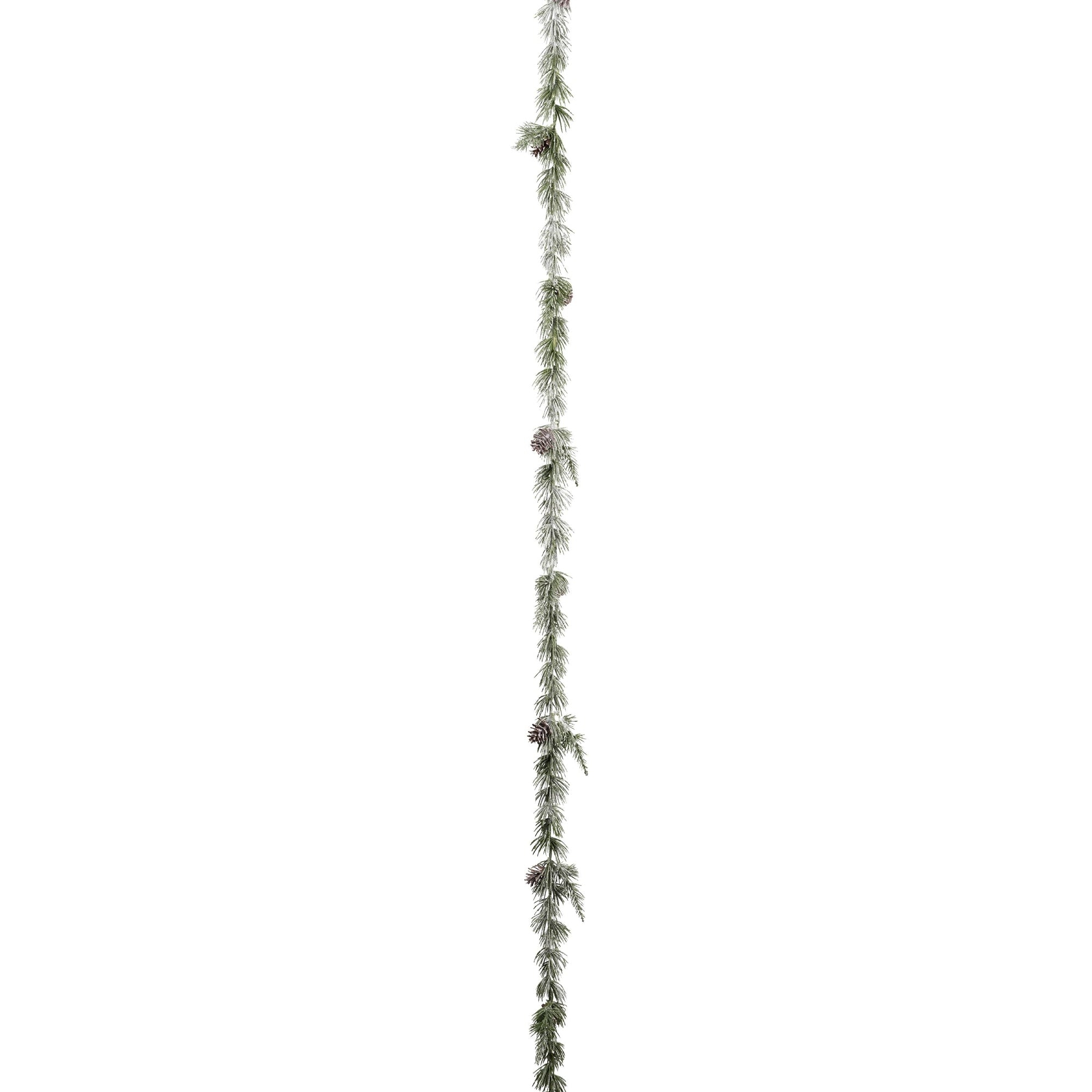 Lange künstliche Zederngirlande mit Tannenzapfen und leichtem Frostüberzug – naturgetreue Winterdekoration für Zuhause, Büro oder Events