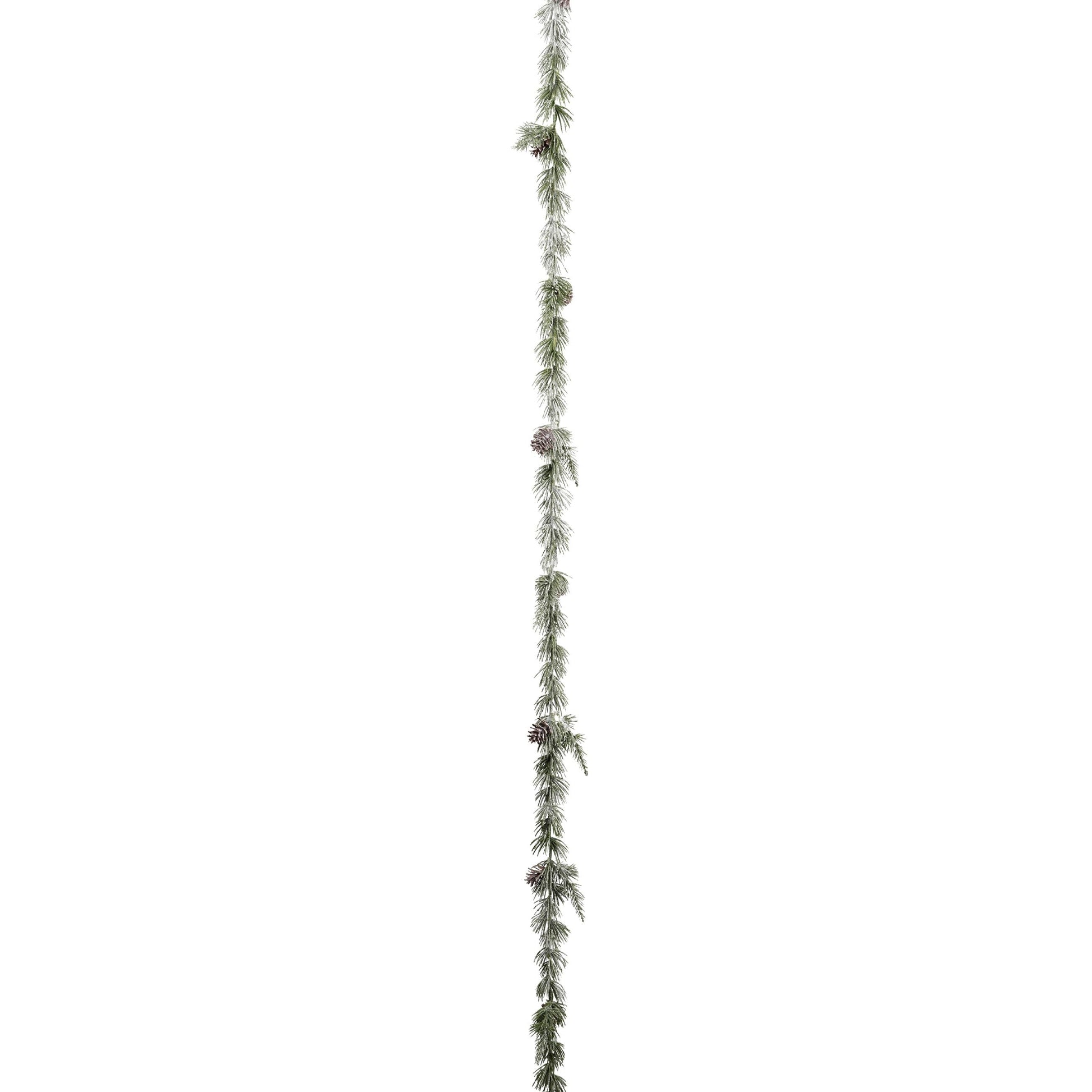 Lange künstliche Zederngirlande mit Tannenzapfen und leichtem Frostüberzug – naturgetreue Winterdekoration für Zuhause, Büro oder Events