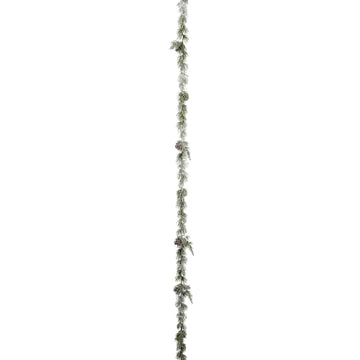 Lange künstliche Zederngirlande mit Tannenzapfen und leichtem Frostüberzug – naturgetreue Winterdekoration für Zuhause, Büro oder Events