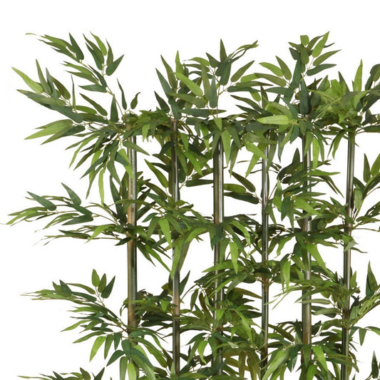 Detailansicht eines künstlichen Bambus Raumteilers mit dichten, grünen Blättern und realistischen Stämmen – ideal zur Dekoration und Raumtrennung