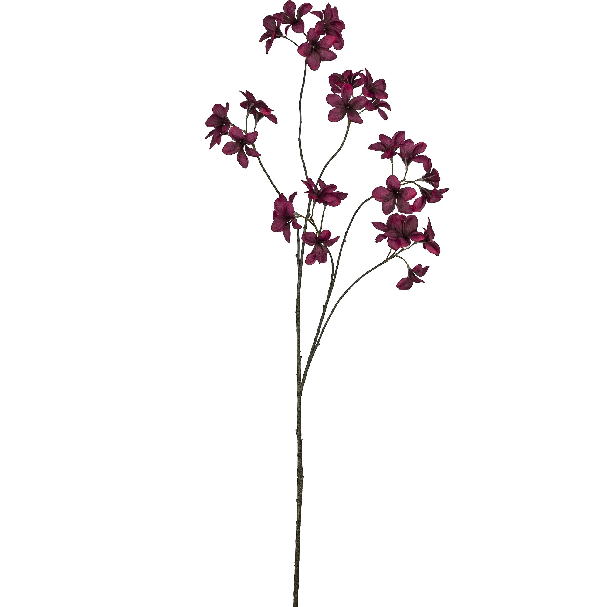 Künstlicher Zweig mit zahlreichen dunkelvioletten Blüten – dekorative Kunstpflanze für moderne Arrangements