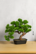 Dieser 40 cm hohe künstliche Bonsai überzeugt durch seine fein gearbeiteten Nadeln und den natürlichen Stammverlauf. Die hochwertige Kunstpflanze im schwarzen Pflanzgefäß ist ideal als stilvolle Tischdekoration für Wohnzimmer, Büro oder Eingangsbereich – pflegeleicht und dauerhaft schön.