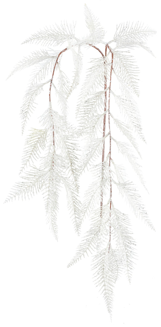 Naturweiß gefärbter Farnzweig mit feinen, detailreichen Blättern – stilvolle künstliche Pflanze für festliche und zeitlose Dekorationen.