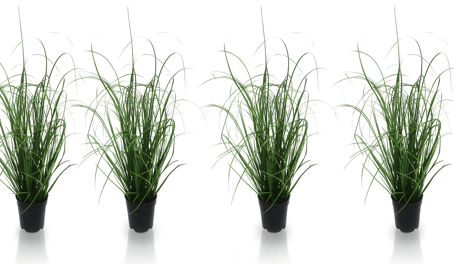 Künstlicher Grasbusch im schwarzen Topf – naturgetreue grüne Kunstpflanze als Dekogras für Wohnzimmer, Büro oder Balkon, pflegeleicht und modern gestaltet.