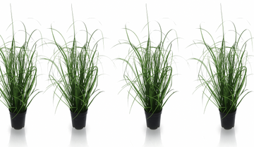 Künstlicher Grasbusch im schwarzen Topf – naturgetreue grüne Kunstpflanze als Dekogras für Wohnzimmer, Büro oder Balkon, pflegeleicht und modern gestaltet.