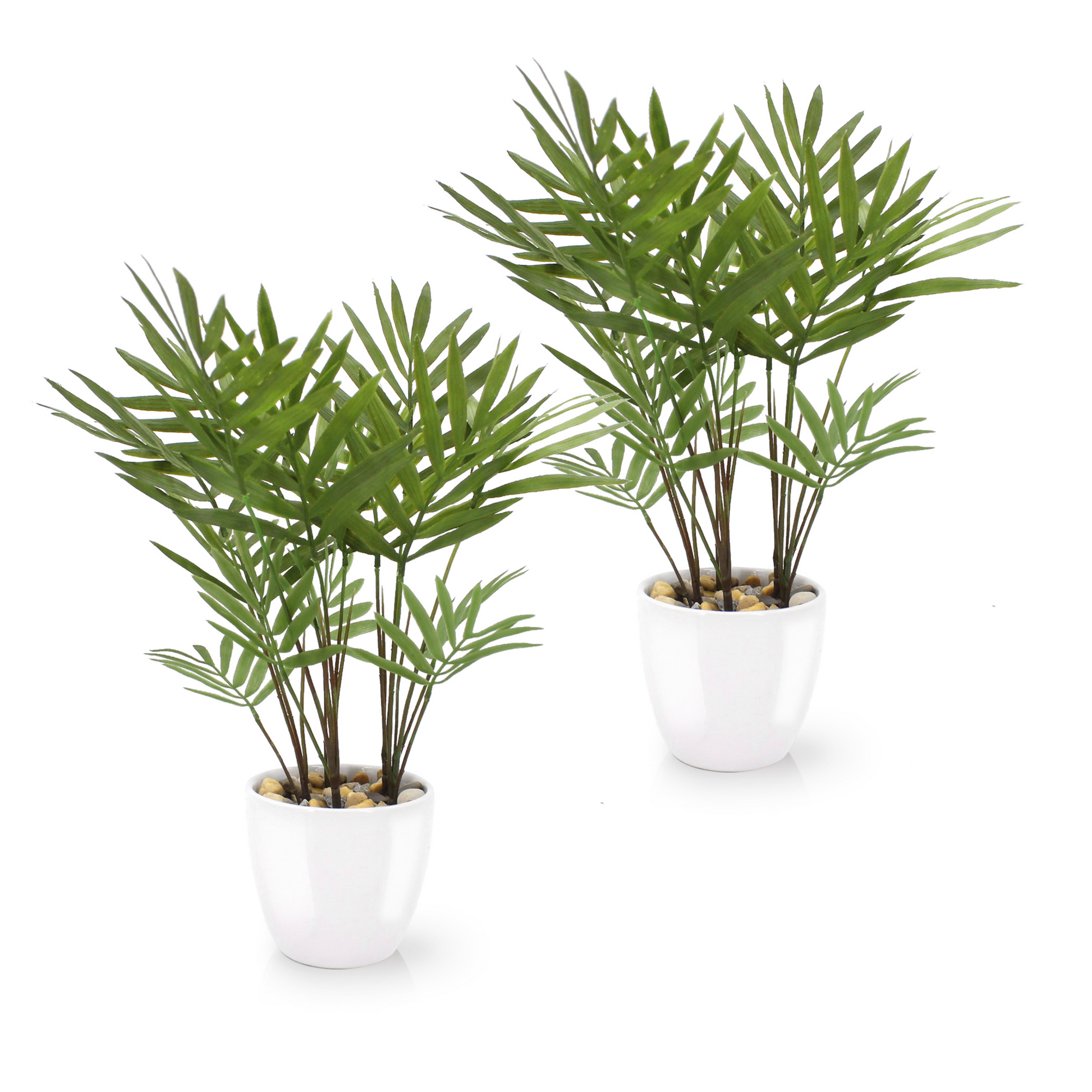 Künstliche Areca Palme im weißen Keramiktopf, 25 cm hoch
