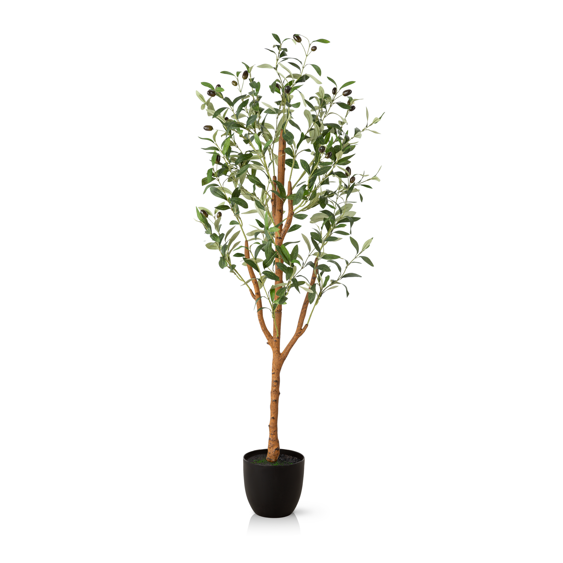 Künstlicher Olivenbaum in voller Größe auf hellem Hintergrund