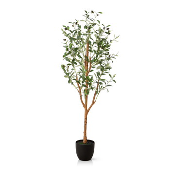 Künstlicher Olivenbaum in voller Größe auf hellem Hintergrund
