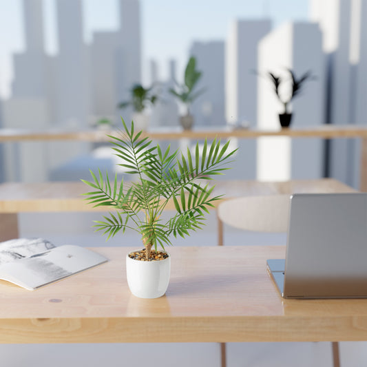 Künstliche Areca-Palme in elegantem, hochglänzendem Keramiktopf 35 cm