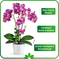 Kunstpflanze Orchidee mit Hochglanz-Keramiktopf im Wohnzimmer