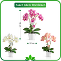 Edler Hochglanz-Keramiktopf mit künstlicher Orchidee, modern und natürlich
