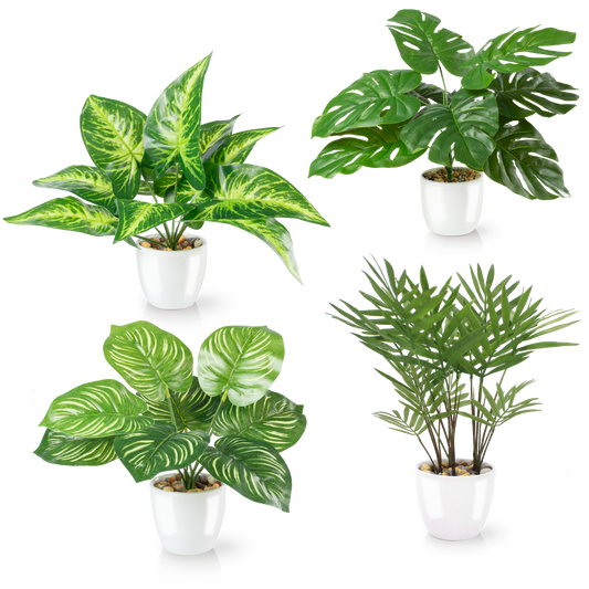 Tropische künstliche Areca-Palme in weißem Keramiktopf, 25 cm