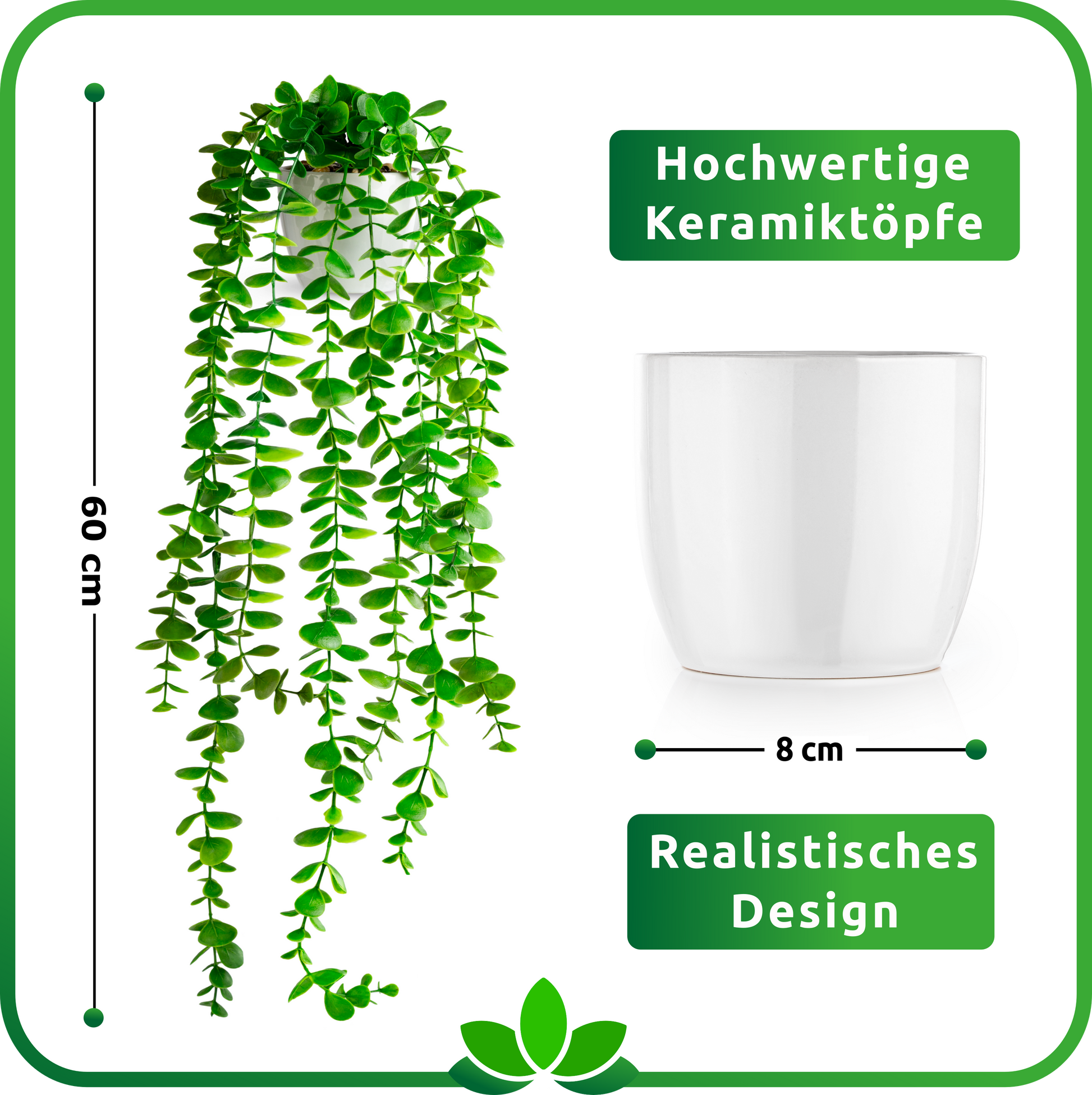 Pflegeleichte künstliche Hängepflanzen im Eukalyptus-Design für moderne Wohnräume