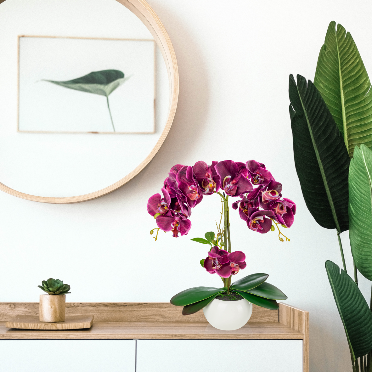 Elegante Deko-Orchidee im Topf – ideal für Bad, Büro oder Wohnzimmer