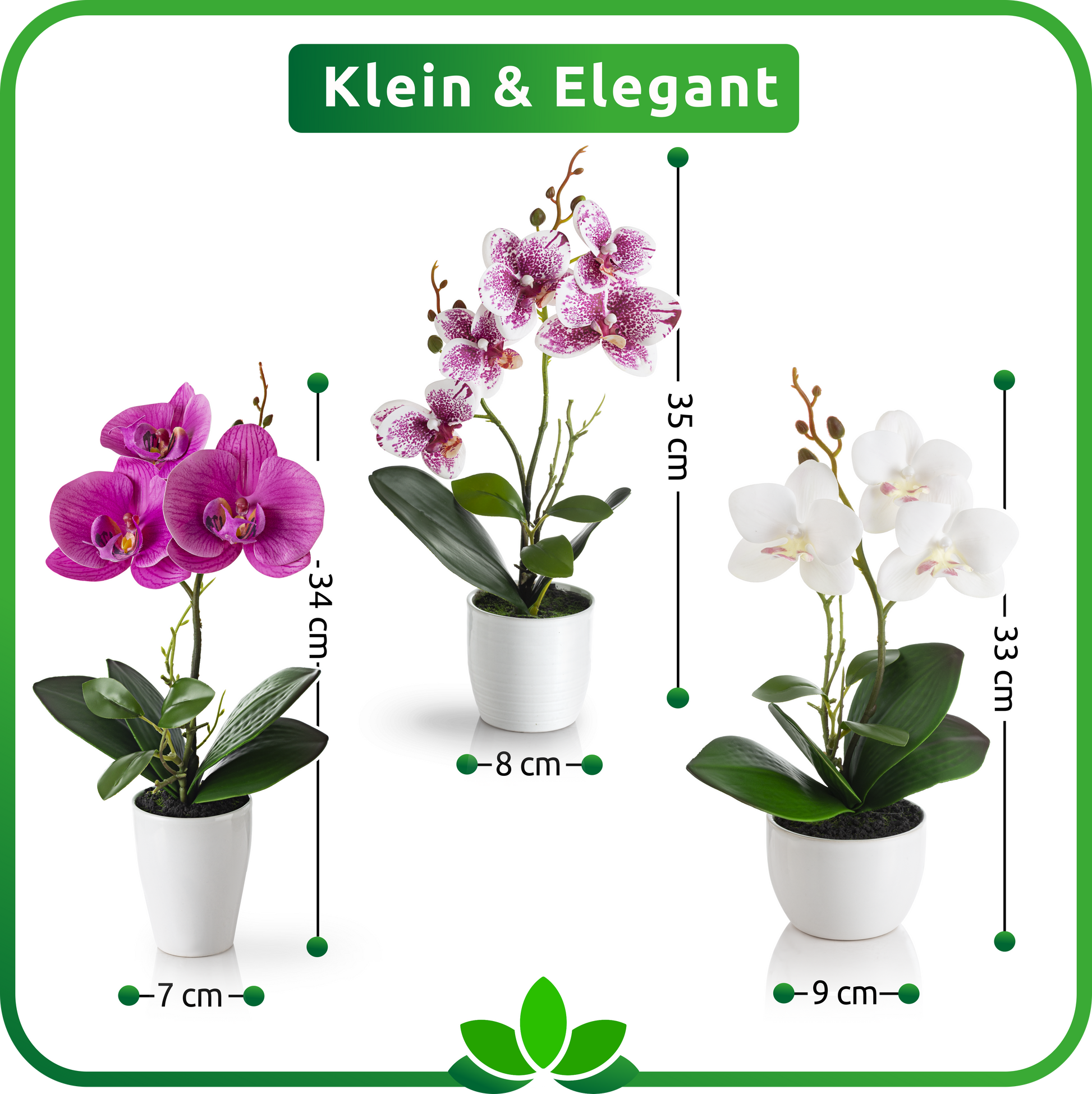Elegantes Orchideen-Set in Keramik, filigrane Blüten in Roséweiß