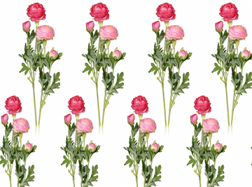 Acht künstliche Ranunkelzweige in Rosa und Rot mit grünen Blättern – detailreiche Kunst Blumen als elegante Dekoration für Vase, Tisch oder Wohnraum.