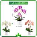 Künstliche Orchidee rosa – Größenvergleich mit 46 cm Höhe im Blumentopf