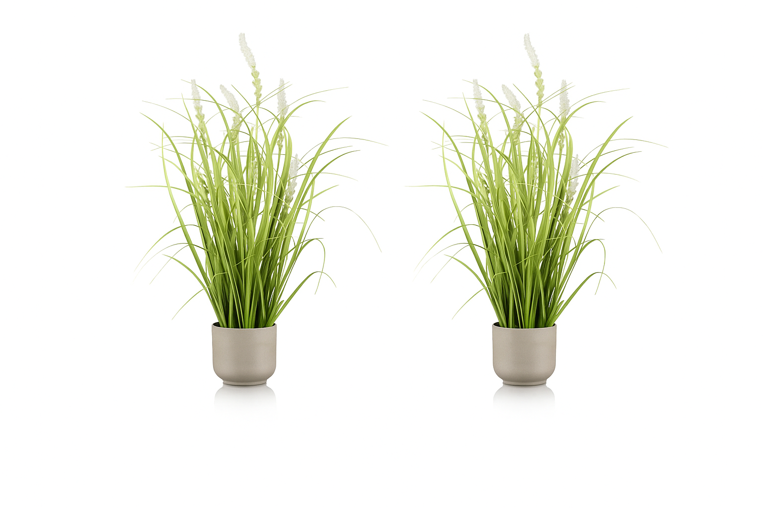 Künstliches Gras mit Salbei im grauen Topf, 48 cm hoch – naturgetreue Plastikpflanze als moderne Dekoration für Wohnzimmer, Büro oder Terrasse.