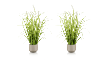 Künstliches Gras mit Salbei im grauen Topf, 48 cm hoch – naturgetreue Plastikpflanze als moderne Dekoration für Wohnzimmer, Büro oder Terrasse.