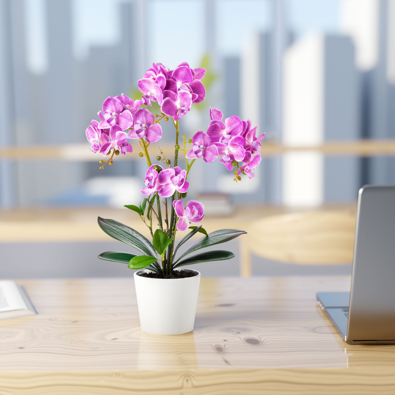 Orchidee Kunstpflanze 46 cm – moderne Schreibtischdeko in Rosa