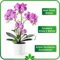 Real Touch Deko-Orchidee mit biegsamen Blättern im Keramiktopf