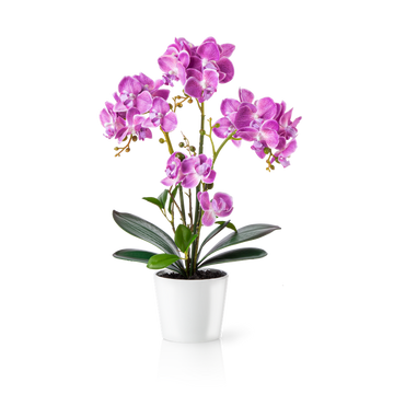 Künstliche Orchidee rosa mit Blüten im weißen Blumentopf – täuschend echt