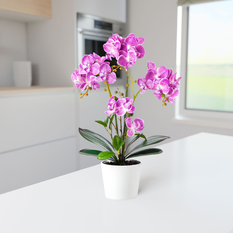 Kunstblume Orchidee Rosa im Topf – stilvolle Dekoration für die Küche
