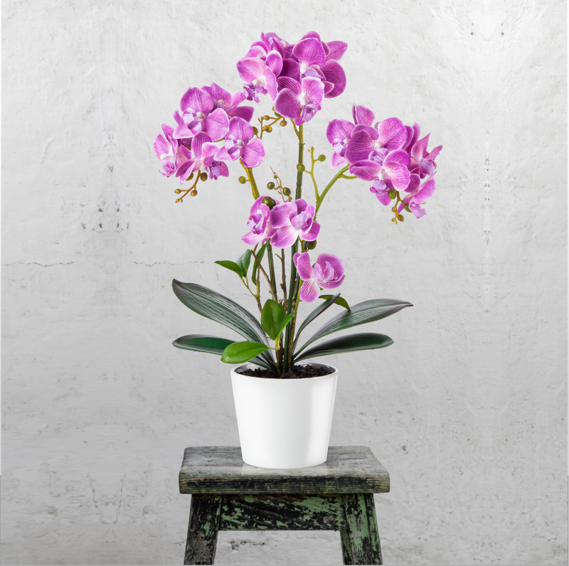 Rosa Orchidee Kunstblume mit Topf – Vintage-Dekoration mit Charakter